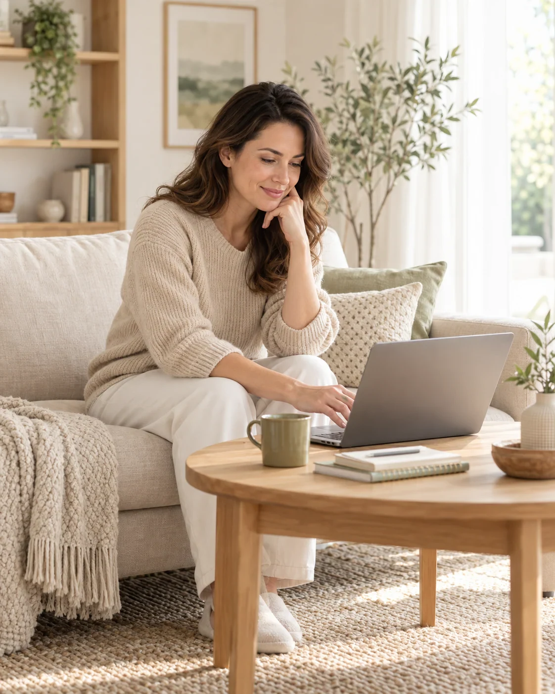 Patiente préparant sa consultation depuis chez elle